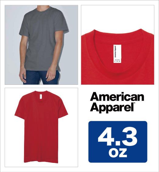 アメリカンアパレル American Apparel/4.3oz ファインジャージー 半袖T